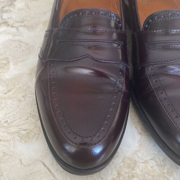 Vintage San Marino Classic Burgundy Leather Handmade Penny Loafers Size 8F - Picture 8 of 13